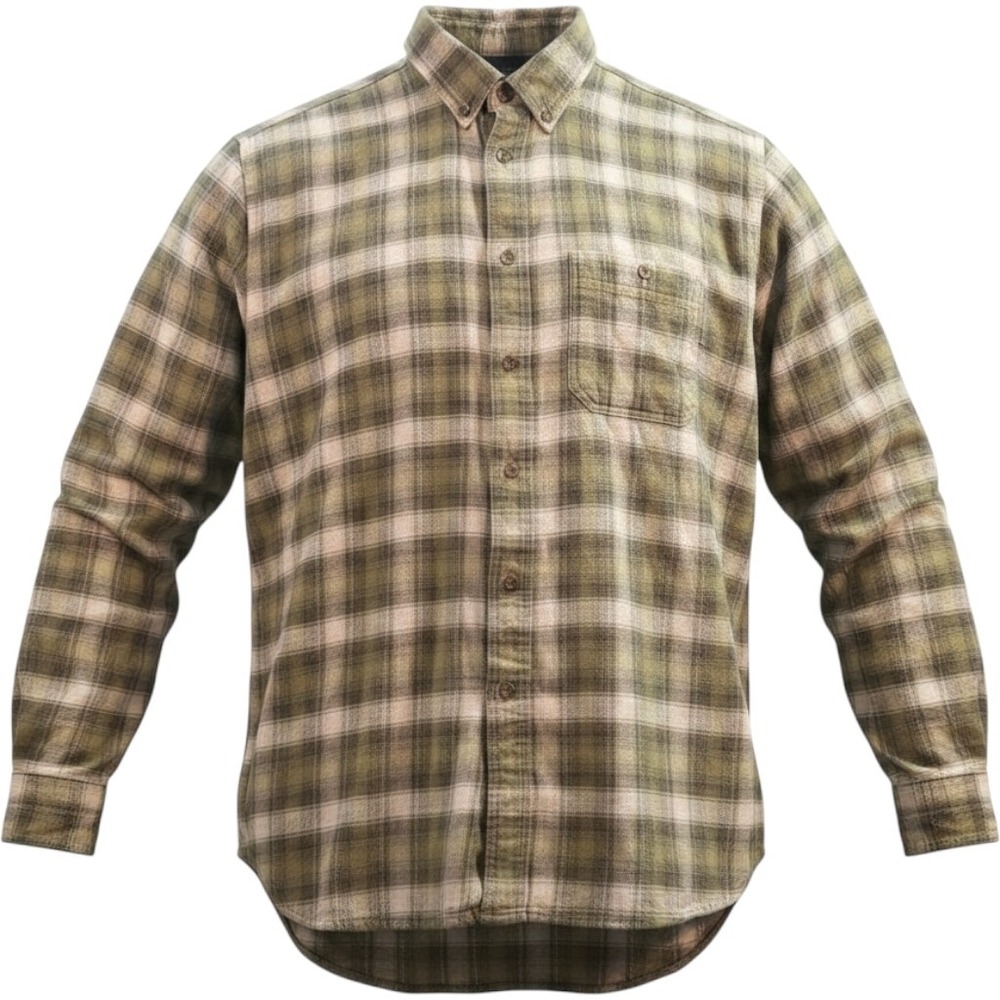 Woolrich‎ Heavy Flannel Shirt Men XL Green Plaid Long Sleeve Workwear Button Up